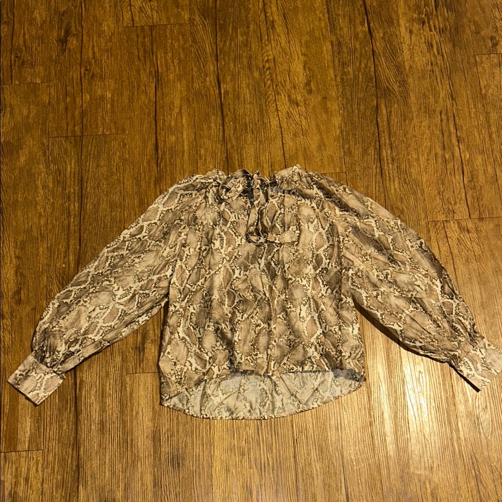 Bailey 44 Beige Snake Print Blouse